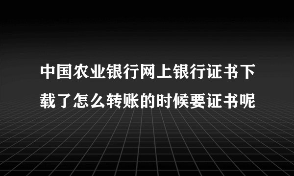 中国农业银行网上银行证书下载了怎么转账的时候要证书呢